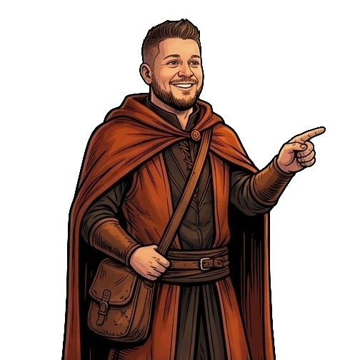 Illustrated Tanner pointing the way